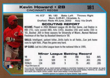 2004 Bowman - Gold #181 Kevin Howard Back