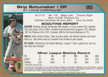 2004 Bowman - Gold #185 Skip Schumaker Back