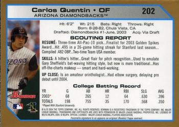 2004 Bowman - Gold #202 Carlos Quentin Back
