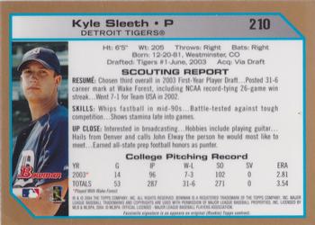 2004 Bowman - Gold #210 Kyle Sleeth Back