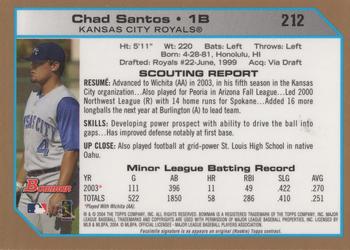 2004 Bowman - Gold #212 Chad Santos Back