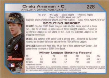 2004 Bowman - Gold #228 Craig Ansman Back
