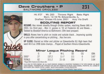 2004 Bowman - Gold #231 Dave Crouthers Back