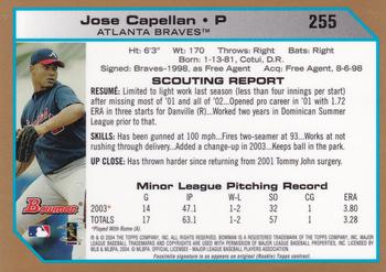 2004 Bowman - Gold #255 Jose Capellan Back