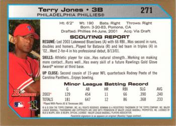2004 Bowman - Gold #271 Terry Jones Back