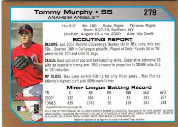 2004 Bowman - Gold #279 Tommy Murphy Back