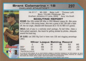 2004 Bowman - Gold #297 Brant Colamarino Back