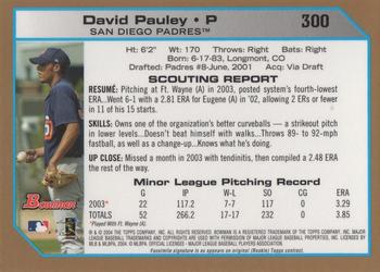 2004 Bowman - Gold #300 David Pauley Back
