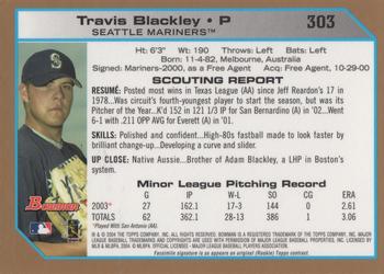 2004 Bowman - Gold #303 Travis Blackley Back