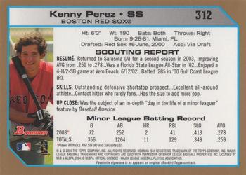 2004 Bowman - Gold #312 Kenny Perez Back