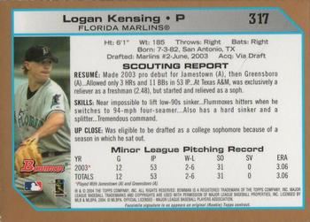 2004 Bowman - Gold #317 Logan Kensing Back