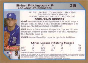 2004 Bowman - Gold #319 Brian Pilkington Back