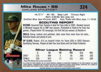 2004 Bowman - Gold #324 Mike Rouse Back