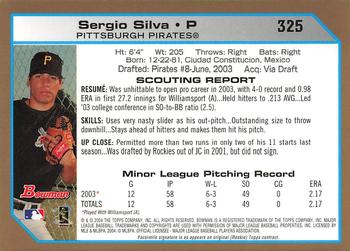 2004 Bowman - Gold #325 Sergio Silva Back