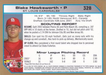2004 Bowman - Gold #328 Blake Hawksworth Back
