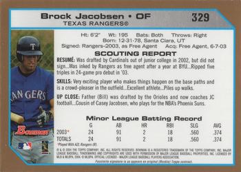 2004 Bowman - Gold #329 Brock Jacobsen Back