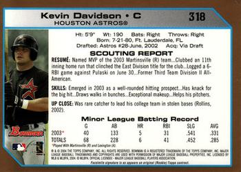 2004 Bowman - Gold #318 Kevin Davidson Back