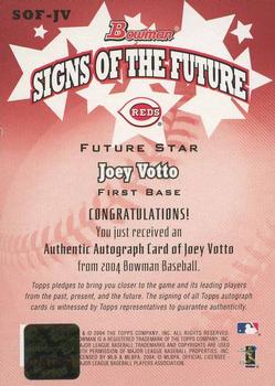 2004 Bowman - Signs of the Future #SOF-JV Joey Votto Back