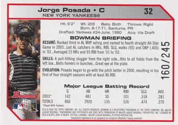 2004 Bowman - Uncirculated Silver #32 Jorge Posada Back