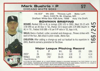 2004 Bowman - Uncirculated Silver #57 Mark Buehrle Back