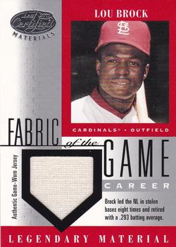2001 Leaf Certified Materials - Fabric of the Game Career #FG-25 Lou Brock Front