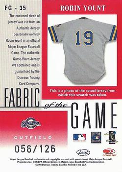 2001 Leaf Certified Materials - Fabric of the Game Career #FG-35 Robin Yount Back