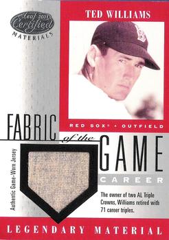 2001 Leaf Certified Materials - Fabric of the Game Career #FG-40 Ted Williams Front