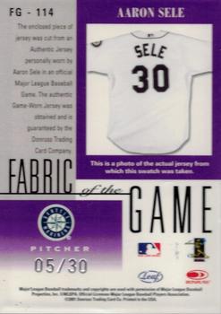 2001 Leaf Certified Materials - Fabric of the Game Jersey Number #FG-114 Aaron Sele Back