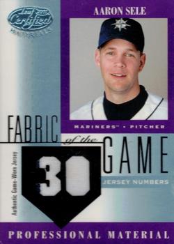2001 Leaf Certified Materials - Fabric of the Game Jersey Number #FG-114 Aaron Sele Front