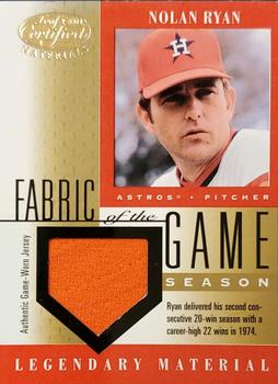 2001 Leaf Certified Materials - Fabric of the Game Season #FG-4 Nolan Ryan Front