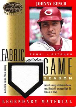 2001 Leaf Certified Materials - Fabric of the Game Season #FG-17 Johnny Bench Front