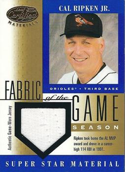 2001 Leaf Certified Materials - Fabric of the Game Season #FG-41 Cal Ripken Jr. Front
