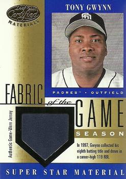 2001 Leaf Certified Materials - Fabric of the Game Season #FG-51 Tony Gwynn Front