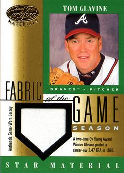 2001 Leaf Certified Materials - Fabric of the Game Season #FG-71 Tom Glavine Front