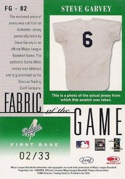 2001 Leaf Certified Materials - Fabric of the Game Season #FG-82 Steve Garvey Back
