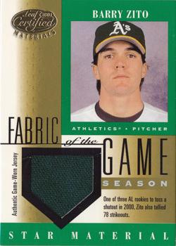 2001 Leaf Certified Materials - Fabric of the Game Season #FG-95 Barry Zito Front