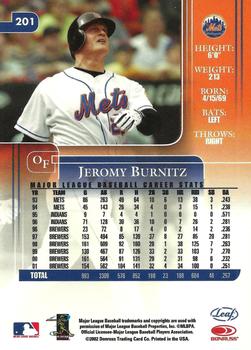 2002 Leaf Rookies & Stars #201 Jeromy Burnitz Back