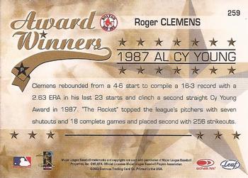 2002 Leaf Rookies & Stars #259 Roger Clemens Back