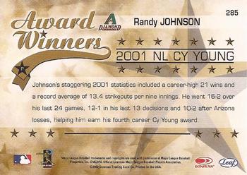 2002 Leaf Rookies & Stars #285 Randy Johnson Back