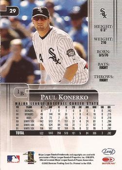 2002 Leaf Rookies & Stars #29 Paul Konerko Back