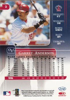 2002 Leaf Rookies & Stars #2 Garret Anderson Back