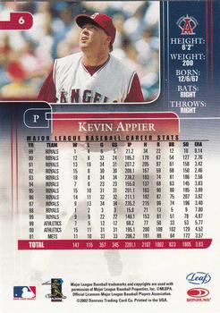 2002 Leaf Rookies & Stars #6 Kevin Appier Back