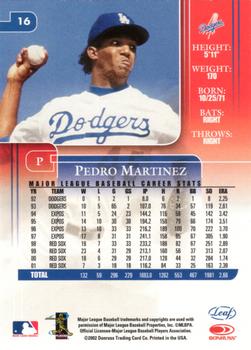 2002 Leaf Rookies & Stars #16 Pedro Martinez Back