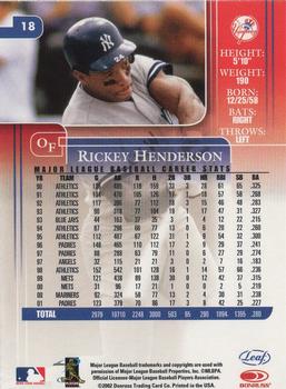 2002 Leaf Rookies & Stars #18 Rickey Henderson Back