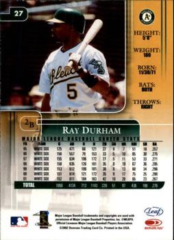 2002 Leaf Rookies & Stars #27 Ray Durham Back