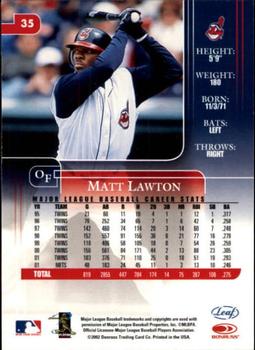2002 Leaf Rookies & Stars #35 Matt Lawton Back