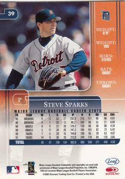 2002 Leaf Rookies & Stars #39 Steve Sparks Back
