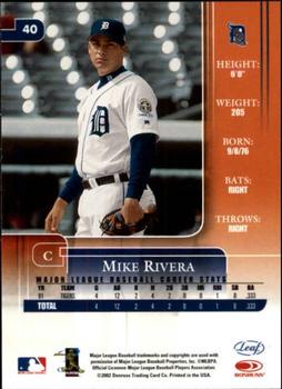 2002 Leaf Rookies & Stars #40 Mike Rivera Back