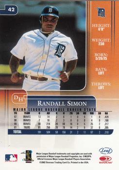 2002 Leaf Rookies & Stars #42 Randall Simon Back