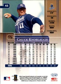2002 Leaf Rookies & Stars #45 Chuck Knoblauch Back